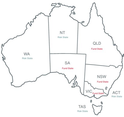 A map of Australia with different states